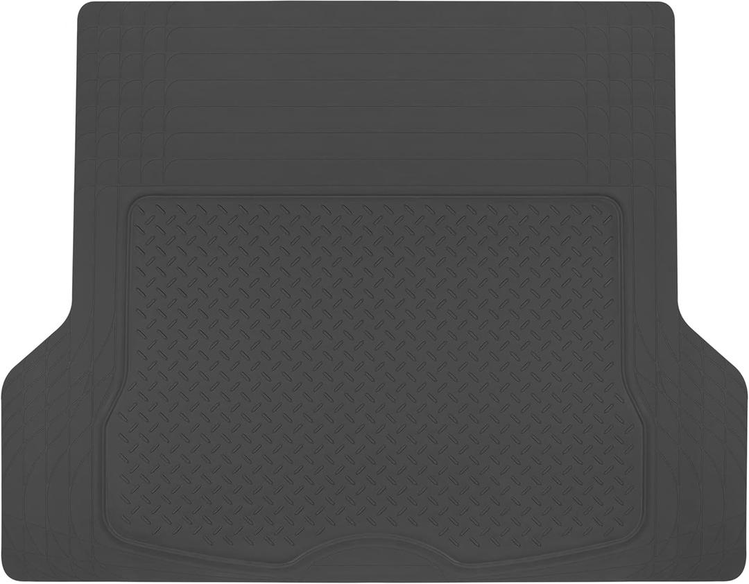 Heavy Duty Cargo Liner Floor Mat-All Weather Trunk Protection, Trimmable to Fit & Durable HD Rubber Protection for Car SUV Sedan Auto (Black)