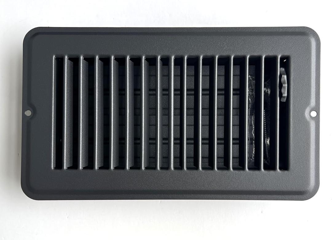 Heavy Duty Steel Floor Vent with Beautiful Black Matte Finish. Fits in 4 x 8 Duct Opening. Overall Dimension is 5.75 in Wide x 9.75 in Long. Heavy Duty Steel Floor Vent with Beautiful Black Matte Finish. Fits in 4 x 8 Duct Opening. Overall Dimension is 5.75 in Wide x 9.75 in Long.