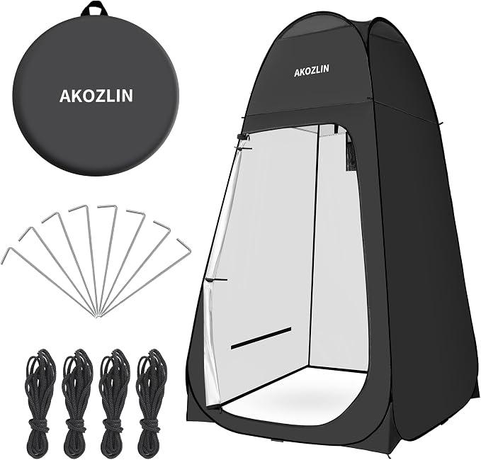 Pop Up Shower Tent Instant Privacy Tent Dressing Changing Tent Camping Tent Privacy Shelter with Windows & Carry Bag for Toilet Shower Dressing Changing 190T Silver Coated UV/Rain Protection