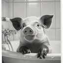 Giosve Pig Funny Wall Art Framed Decor, 12x16 inch, Funny Pig Poster Wall Art, Funny Canvas Prints Wall Art, Funny Pig Wooden Frames Poster Hanging Wall Art Decor for Bathroom