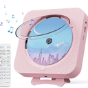 Portable CD Player with Bluetooth Desktop CD Player for Home CD Music Players with Remote Control, Timer, Built-in Dual Speakers with LED Display Home Audio Boombox FM Radio (Pink)
