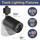 10W LED Black Track Lighting Heads, H Type Track Lighting Rail Ceiling Spotlight for Accent Task Wall Art Exhibition Lighting, and Wall Art Display Illumination 3000K-5700K, CRI90+ (6-Pack
