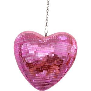 6 Inch Pink Heart Shaped Disco Balls for Party, Handmade Gifts Mirror Ball for Decor, Room, Weeding, Garden, Mirror Retro Reflective Disco Ball, Christmas Decor Ornaments