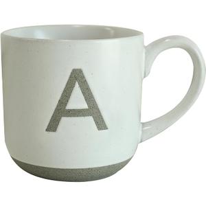 COLLECTIVE HOME - Ceramic Mug, Uppercase Letter Design, Matte Sandstone Texture, Minimalist and Stylish, 15oz, Perfect for Personalized Gifts (A)