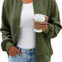 Tankaneo Womens Bomber Jacket Zip Up Casual Jackets Lightweight Trendy Outerwear Coat with Pockets (X-Large, Army Green)