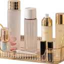 Bathroom Organizer Countertop, Vanity Tray for Skincare Makeup, Counter Organizer for Cosmetics, Toiletries, Lotions, Perfumes (1 Tier, Amber) (11.8" x 6.7" x 4.5")