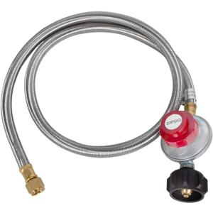 GasSaf 5 Feet Stainless Steel Braided 20 PSI Adjustable Propane Regulator Hose with QCC-1/Type,Gas Grill LP Regulator for Burner, Turkey Fryer, Forge, Smoker and More