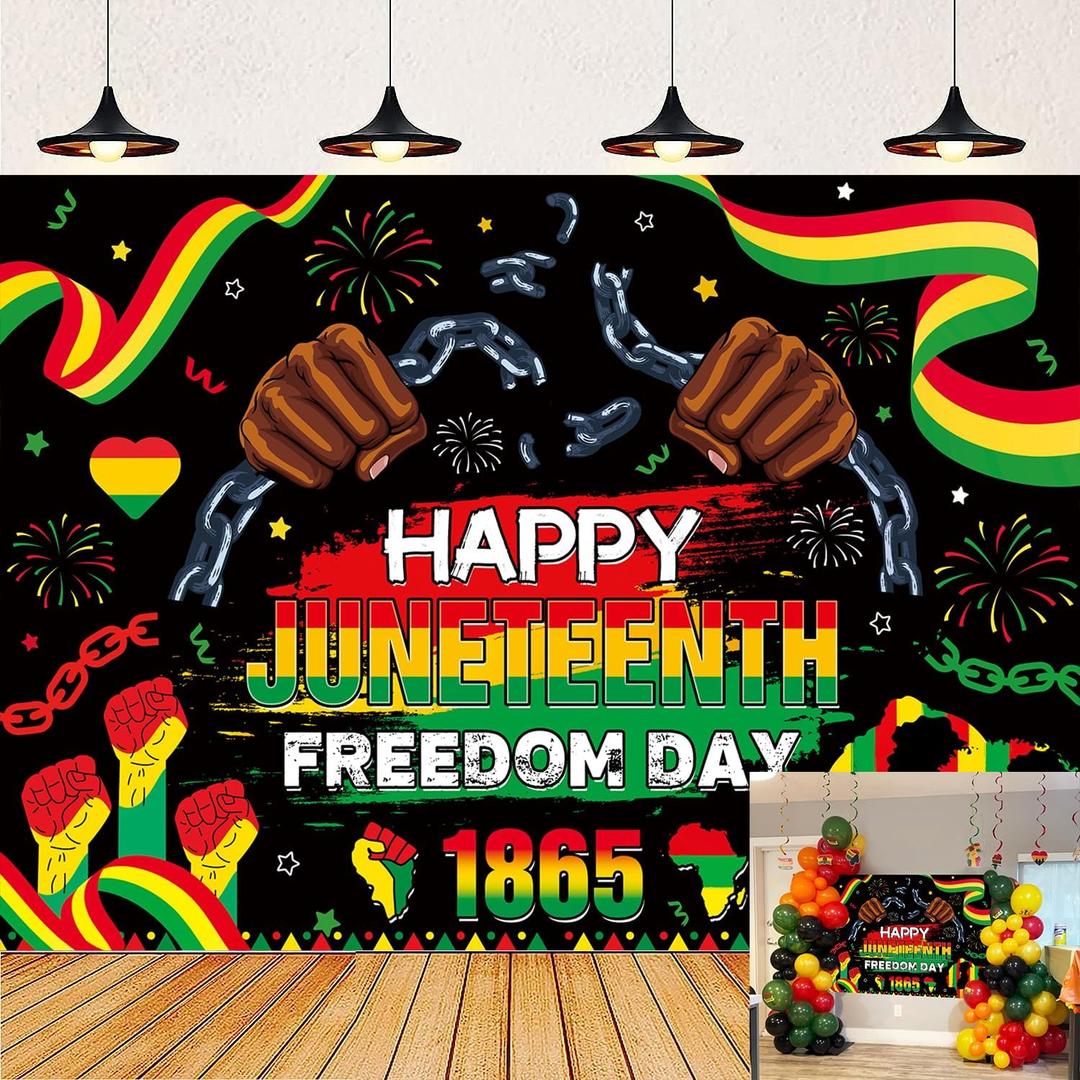 Happy Juneteenth Backdrop 19th June 1865 Freedom Day Juneteenth Decorations Background African American Independence Day Home Garden Yard Party Photo Decor Banner Supplies (7x5FT)