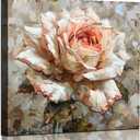 Bathroom Wall Art Pink and White Flower Canvas Pink Rose Pictures Wall Decor Abstract Floral Art Prints Modern Artwork Picture for Bathroom Bedroom Living Room Kitchen Home Office Decroations 24x24 Inches