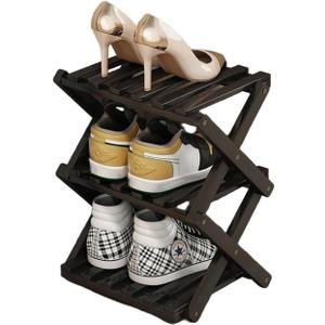 YYW Bamboo Shoe Rack for Entryway, Free Free Standing Shoe Racks Shelf Closet, Foldable Vertical Shoe Storage Organizer for Living Room