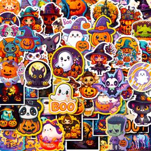 100PCS Halloween Stickers - Cute Vinyl Halloween Stickers Waterproof Spooky Stickers for Trick or Treat, Halloween Party Favors, Pumpkin Ghost Witch Decorations for Water Bottles Laptop