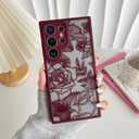 XIZYO for Samsung Galaxy S24 Ultra Case, Floral Rose Cute Phone Case for Women Girls Burgundy Aesthetic Pattern Print Slim TPU Bumper Cover Shockproof Protective Cover for S24 Ultra, Wine Red