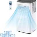 PioneerWorks 8000 BTU Portable Air Conditioner, Cooling AC Up to 420 Sq. Ft., AC Unit with Cooling, Fan and Dehumidifier Functions, Remote Control, LED Display and Venting Kit Included, Grey Top