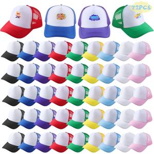 72 Pack Sublimation Trucker Hats, Adjustable Mesh DIY Baseball Caps, Multicolored Heat Transfer Bulk for Men & Women, One Size