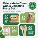 Palm Leaf Bamboo Plates & Pre-Rolled Bamboo Cutlery Party Set - 10 & 7'' Compostable Plates Elegant Pre-Rolled Utensils, Napkins , Cups for Weddings, Events, and Special Occasions For 30 Guests