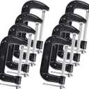 8 Pcs C Clamp 4 Inch Heavy Duty Steel C Clamp Set Cast Iron Frame Sliding T-Handle More Stability Massive Clamps for Woodworking, Welding, Building, Automotive Applications (Black)