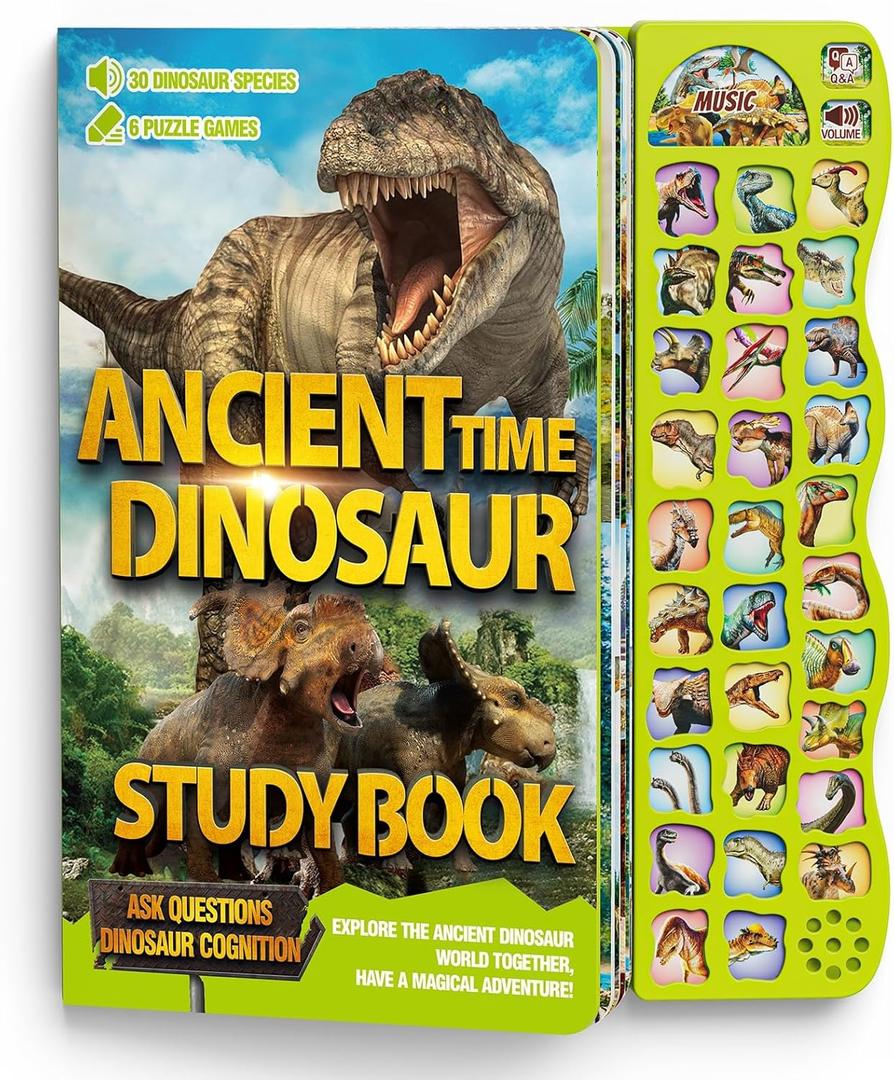 Dinosaur Toys for Kids 3-5 Dinosaur Book with Sounds 30 Species Names & Realistic Sounds Interactive Toys for Boys Girls Kids 2 3 4 5 6 7 Year Old Dinosaur Toys Gifts(Dinosaur Book)