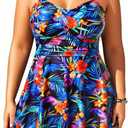 Aqua Eve Plus Size Two Piece Swimsuits for Women Tankini Bathing Suits Flowy Swim Dress with Shorts (Colorful Floral-1) XS