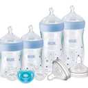 NUK Simply Natural Baby Bottles with SafeTemp Gift Set - Includes 4 Bottles (9 Pack, Blue)