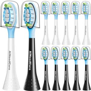 Sonicare Replacement Heads, Electric Toothbrush Replacement Heads Compatible with Philips Sonicare - 12 Pack (6 White+ 6 Black)