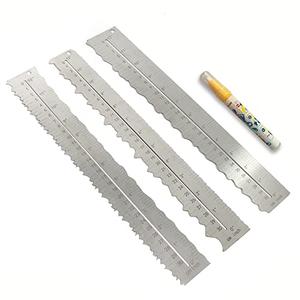 UPTTHOW 3PCS Stainless Steel Metal Paper Tearing Ruler Craft Ruler for Cutting Paper to Wavy Line Jagged and Irregular Edges 12'' Measuring Tool for Engineering School Office Architect and Drawing