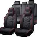 Fit for Honda Pilot Seat Covers 2003-2026, Nappa Leather, 360 Full Protection, Thick Padding & Memory Foam, Waterproof & Stain-Resistant Car Seat Cover (Luxury 5 Seats,Black&Red)