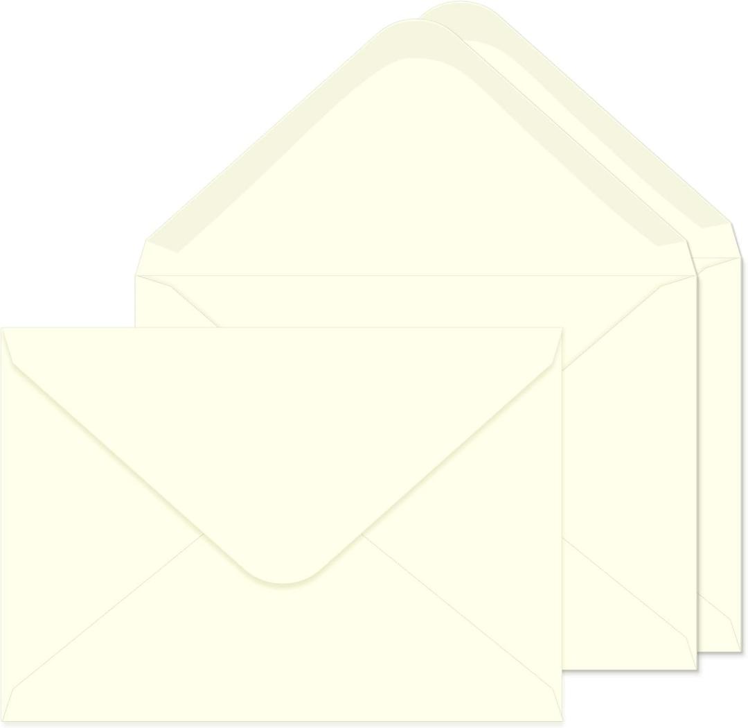 A7 Envelopes 100 Pack Envelopes 5x7 V-shaped Flap, Suitable for 5x7 Photos, Cards, Weddings, Invitations, Announcements, Baby Gifts 5.25 "x 7.25" (Cream Color)