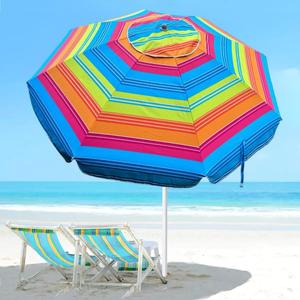 8 or 7 Ft Heavy Duty High Wind Beach Umbrella, Parasols with sand anchor & Tilt Sun Shelter, UV 50+ Protection Outdoor Sunshade, Umbrellas Carry Bag for Patio Garden Pool Backyard
