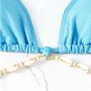 COZYEASE Women's 2 Piece Bikini Set Triangle Halter Tie Back Bathing Suit Set Shell Backless High Cut Swimsuit (Blue, L)