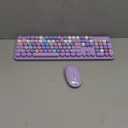 Colorful Wireless Keyboard and Mouse Combo, COVEVA 2.4GHz Wireless Retro Cute Round Keycaps Keyboard, 104 Keys Full-Sized Keyboard Mouse Set with Switch Button for PC Laptop Desktop (Purple Colorful)