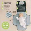 KeaBabies Portable Diaper Changing Pad, Travel, Car - Large Waterproof Baby Changing Mat, Wipeable, Padded, On The Go Travel Diaper Clutch Bag, Easy to Use Pockets for Newborn Essentials (Black Geo)