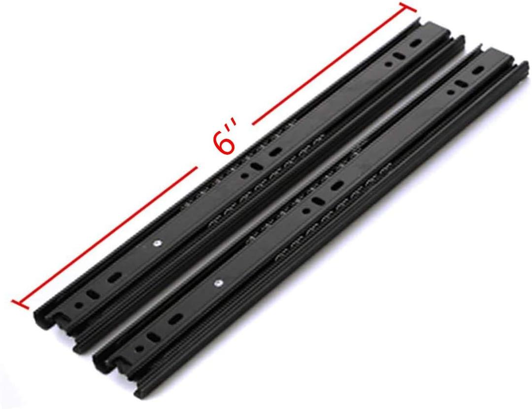 Drawer Slides 6 Inch Ball Bearing Full Extension 3 Section Slide Track Mounting Drawer Runners Slider for Cabinet Home Furniture, 2 Pack (Black 6 Inch)