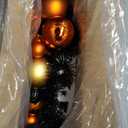 Christmas Ball Wreath 13" Xmas Wreaths Ornaments Glitter Thicken Shatterproof Garland Decoration for Front Door Wall Mantel Christmas Halloween Holiday Party Decor, Orange & Black & Gold