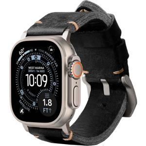 ROBUST Genuine Leather Watch Band for Men - Compatible with Apple Watch Bands 49mm - Replacement Strap for iWatch Ultra 2/1 SE, SE 2 Series 10 9 8 7 6 5 4