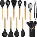 Silicone Cooking Utensils Set For Kitchen, Spoons Spatula Spatulas Accessories, Baking Heat Resistant Cookware De Home, Rubber New Apartment Decor, Plastic Nonstick Turner Tool (black)