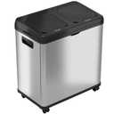 iTouchless 16 Gallon Touchless Trash Can and Recycle Bin, Stainless Steel, Dual-Compartment (8 Gal each), Kitchen Recycling and Garbage (Silver, Sensor Dual 16 Gal)