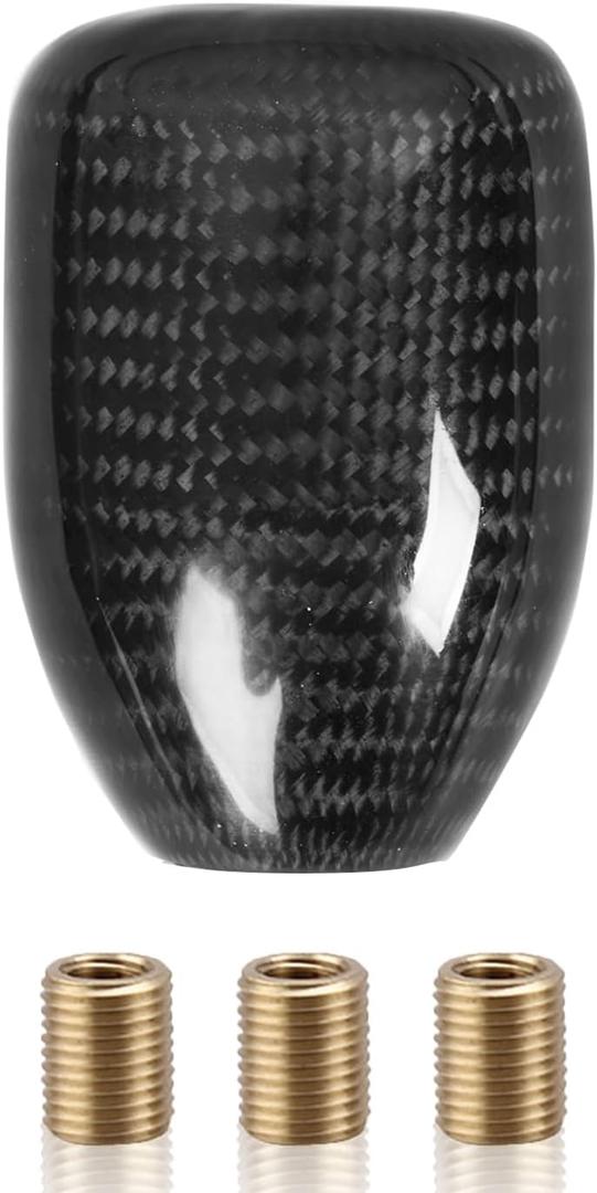 muge racing Universal Carbon Fiber Shift Knob Automatic/Manual Gear Shift Knob for Most Vehicles with 3 Adapters