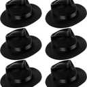Jiuguva 6 Pcs Gangster Hat Plastic Gentlemen Hats Gangster Costume for Adult 1920s Accessories Party Decorations Men Women (Black)