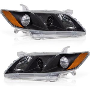 2007 2008 2009 Toyota Camry Headlights Assembly for 2007-2009 Camry Black Housing Amber Reflector Replacement Driver and Passenger Side