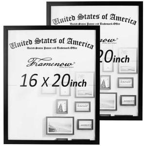 16x20 Picture Frame 2 Package Hatter-Resistant Plexiglas Display Photo Frames, Vertical & Horizontal Wall Hanging Home Decor Black