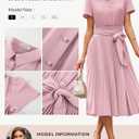GRACE KARIN Women's 2026 Summer Midi Work Dress Short Sleeve Button Shirt Dresses A Line Pleated Belt Business Casual Dresses (Pink, S)