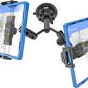 INSSKY DualHead Truck Windshield Tablet Mount, Metal Ball Head Adjustable 360° Rotation Dashboard Holder, Fit Thickness Case (Deep Max 1.18'') for iPad Pro/Air/Mini, Galaxy Tab, all 6.115.6" Devices