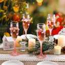 4 Pcs Pink Bow Champagne Flute Glasses Set, 6 OZ Christmas Champagne Wine Glasses with Long Stem, Elegant Girly Glassware Gift for Xmas Bachelorette Bridal Shower Wedding Birthday Party