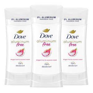 Dove Aluminum Free Deodorant for Women 3 Pack Dragon Fruit & Coconut Cream 72 hour odor protection 2.6oz