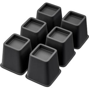 Bed Furniture Riser 4 inches, Versatile Bed and Furniture Riser - Heavy Duty, Supports 550 lbs Each Riser - Set of 6, Black (Black-Set of 6, 4 Inch)