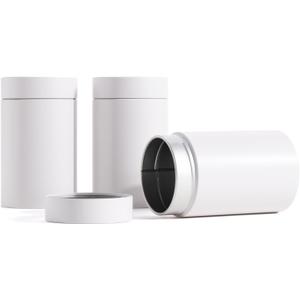 3 Packs Tea Tin Canister for Loose Tea Metal Tea Canister 9 oz 15 oz Round Tin Can for Coffee Beans Tea Container for Kitchen Storage Sugar Matcha Spice Powder (Ivory, L_2.95x4.92)