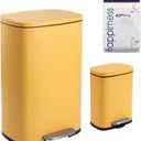 happimess HPM1006L Connor Rectangular 13-Gallon Trash Can with Soft-Close Lid and Free Mini Trash Can, Fingerprint Resistant, Modern, Minimalistic for Home, Kitchen, Office, Bathroom, Daffodil Yellow