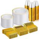 WELLIFE 600 PCS Gold & White Disposable Dinnerware Set for 100 Guests White Plastic Plates with Gold Rim, Dinner & Salad Plates, Cups, Forks, Knives & Spoons for Weddings & Elegant Events