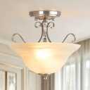 12" Semi Flush Mount Ceiling Light, Brushed Nickel Ceiling Light Fixture, 12" D x 10" H