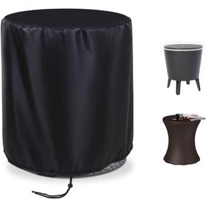 Fenghome Round Patio Cool Bar Table Cover, Waterproof Fade Resistant Fabric with Drawstrings for Small Coffee Cocktail Outdoor Furniture Side Tables, Diameter 20.5 x Height 23 Inches (Black)